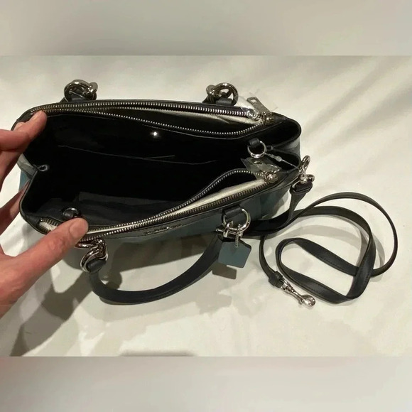 Coach Mini Brooke Carryall, colorblock alligator, Aquamarine/Navy, F28079, new - Picture 4 of 8